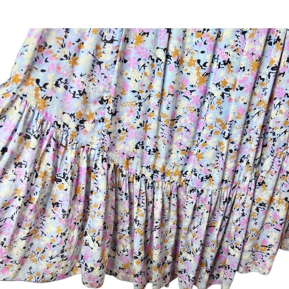 Free People Pretty Daze Blue Floral Crop Top Maxi Tiered Skirt Set Sz XS - Picture 5 of 5